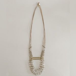 Anthropologie Serafina Gold and gray crystal statement necklace